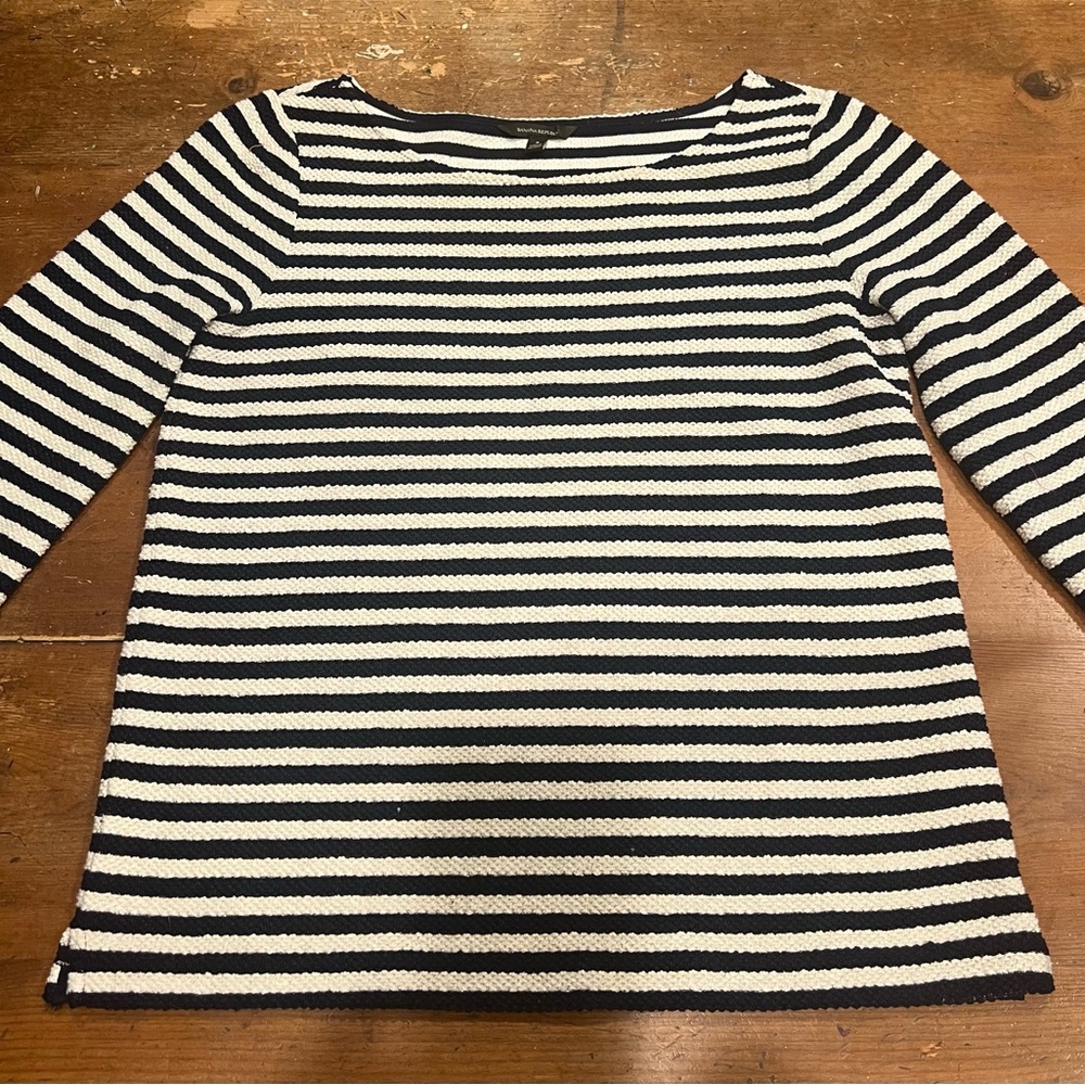 Banana Republic Navy and White Striped Sweater